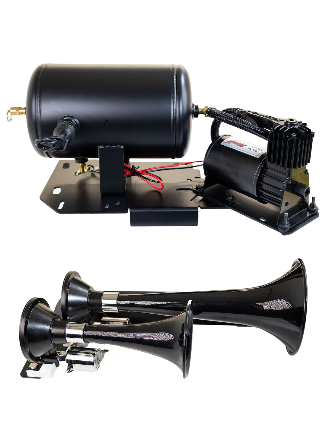 GMTRK-3 – KLEINN AUTO Air Horn, Dual Tone Round Trumpet Longest Trumpet 15.5 Inch Length Black ABS Includes 2 Horns/ ...
